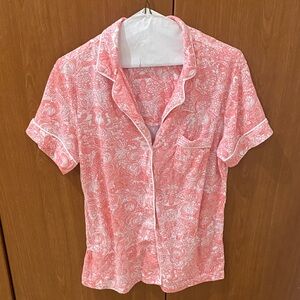 Secret Treasures Pink & White Short Sleeve Paisley Sleep Shirt